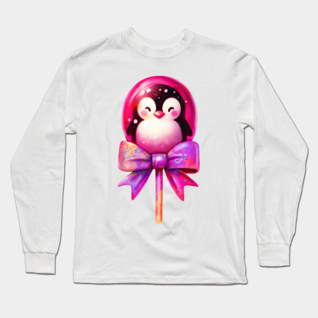 Lollipop Penguin Long Sleeve T-Shirt by Doggomuffin 